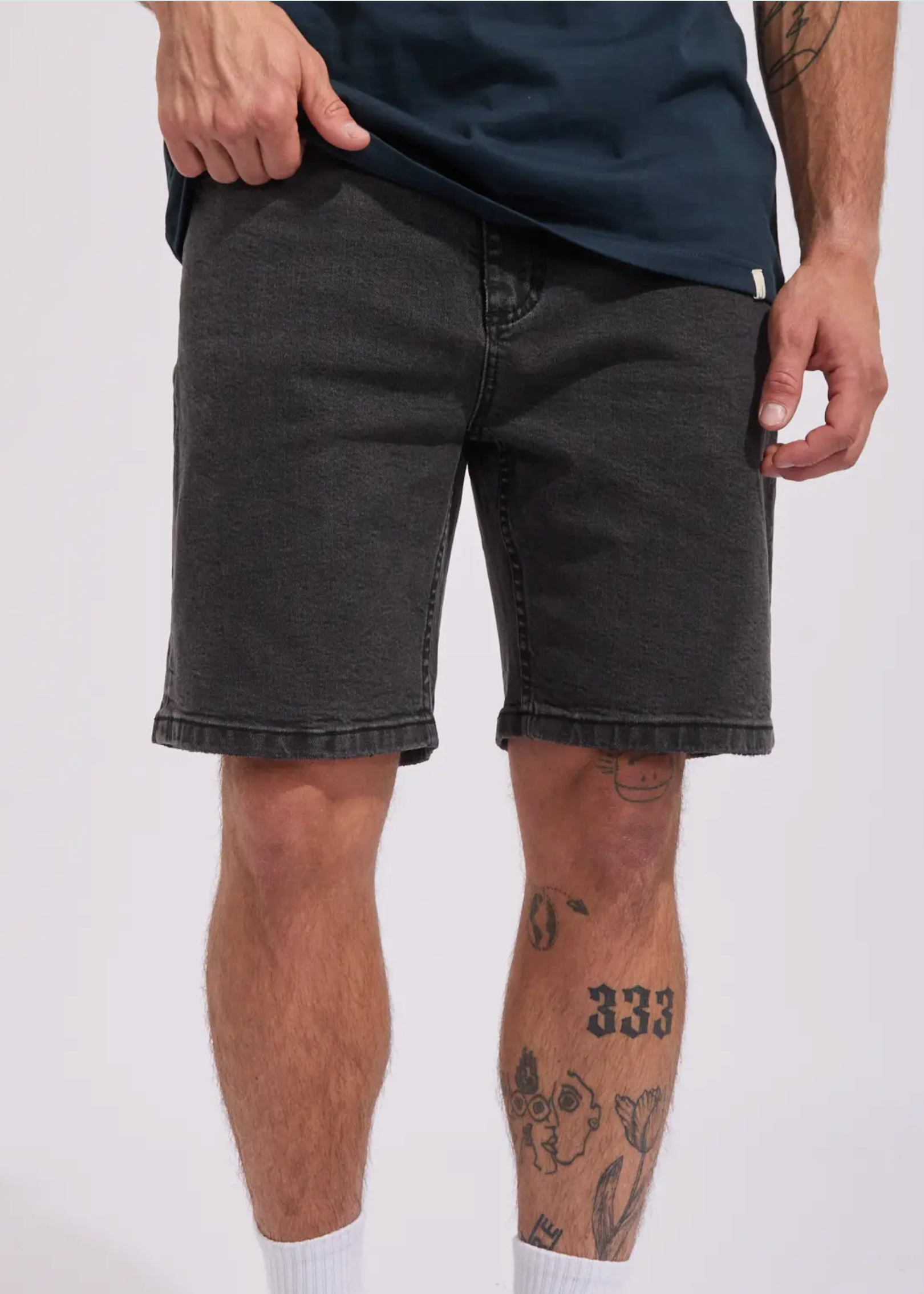 Bones Denim Shorts - Ash Black | Abbey Road Kaikoura 
