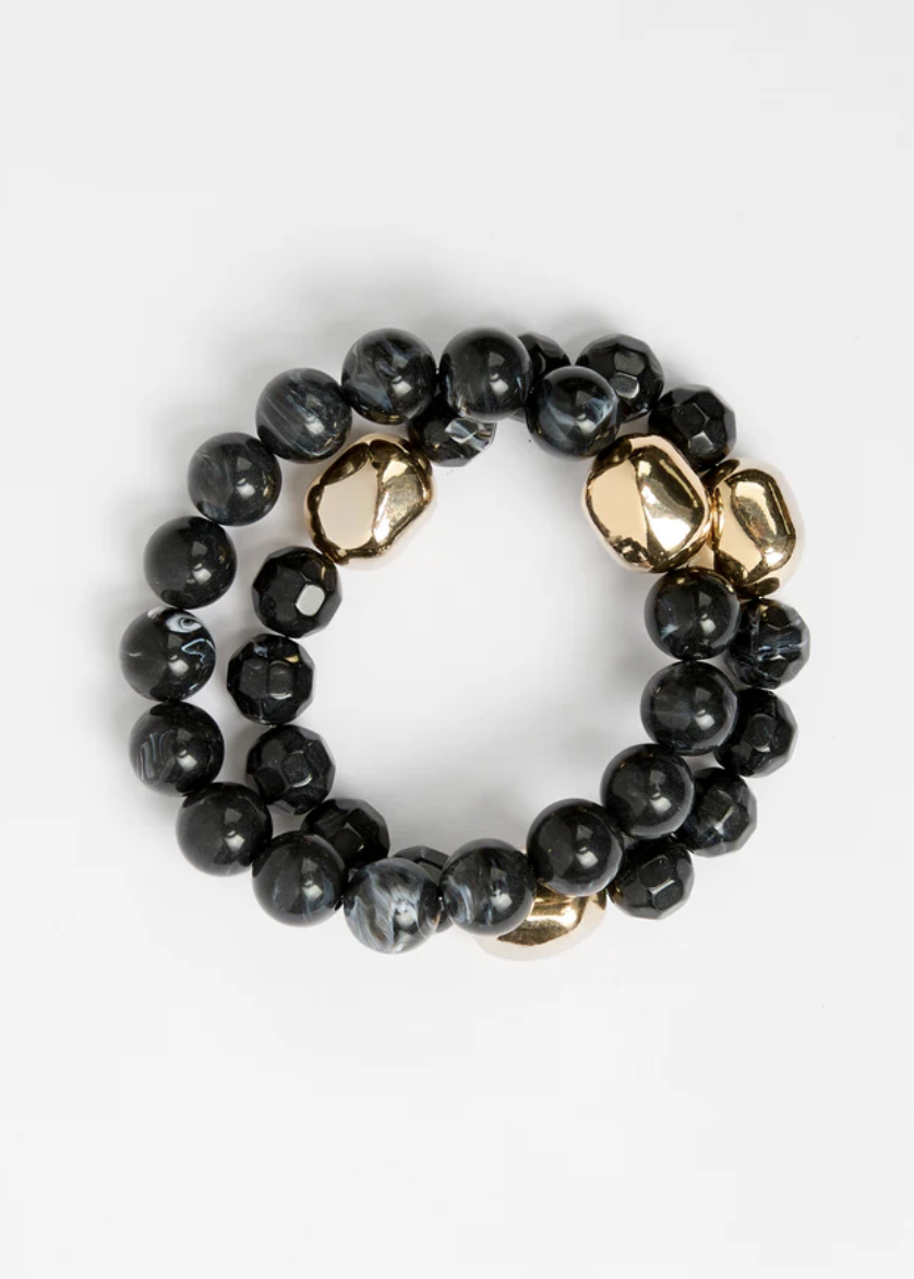 Bracelet Beads - Black Agate Set 2 | Abbey Road Kaikoura