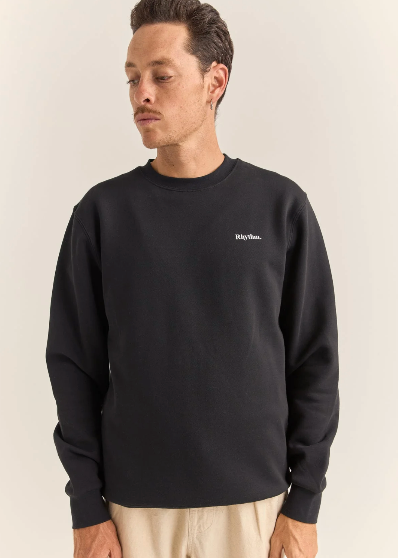 Brand Fleece Crew - Black | Abbey Road Kaikoura