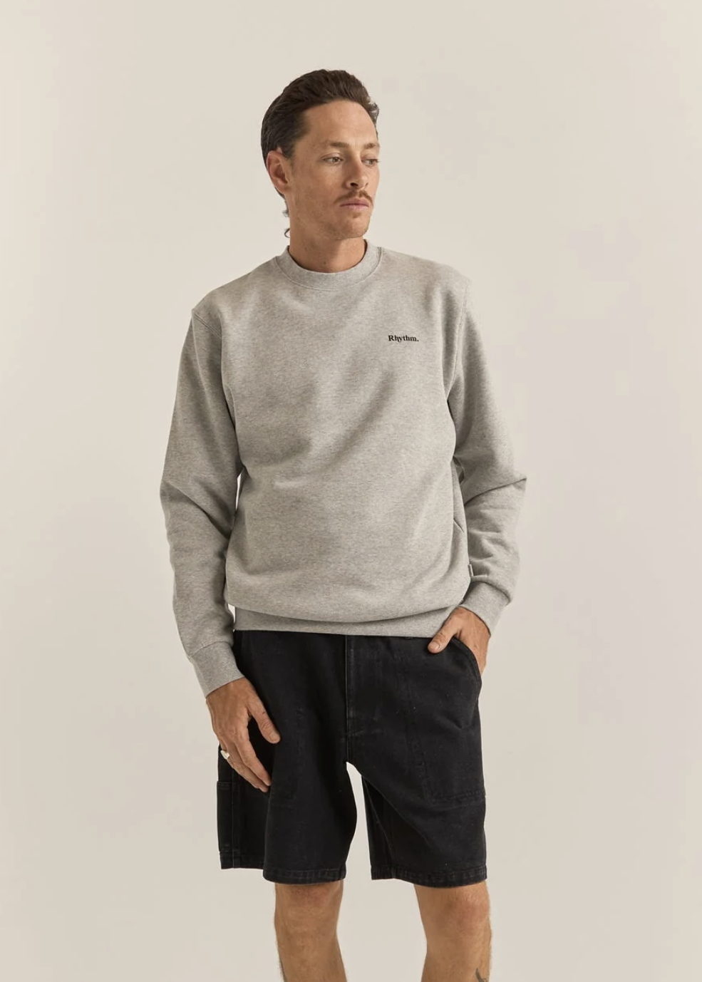Brand Fleece Crew - Grey | Abbey Road Kaikoura