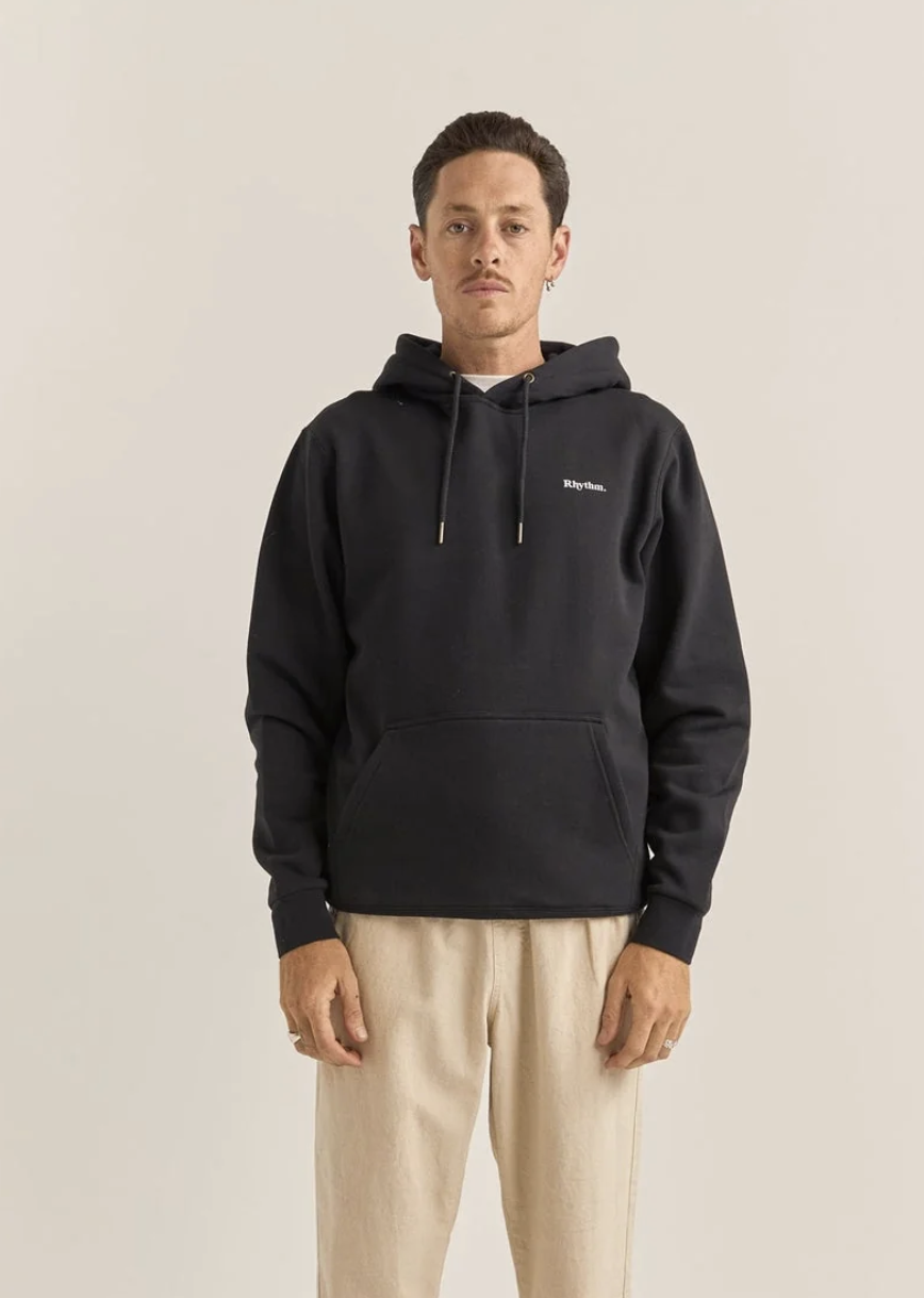 Brand Fleece Hoodie - Black | Abbey Road Kaikoura