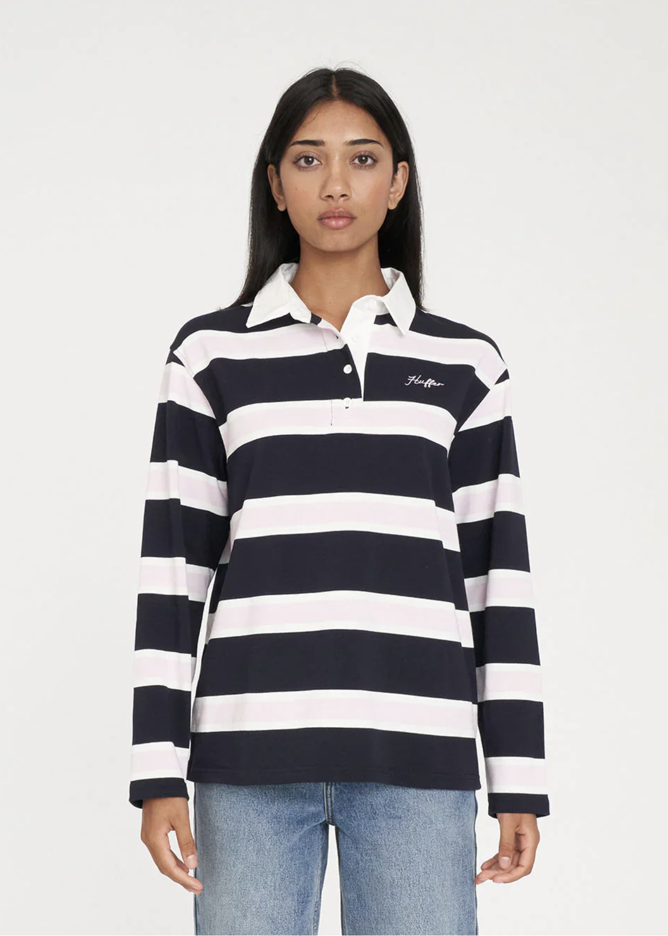 Brooklyn Oversized Rugby Jersey Navy/Petal | Abbey Road Kaikoura