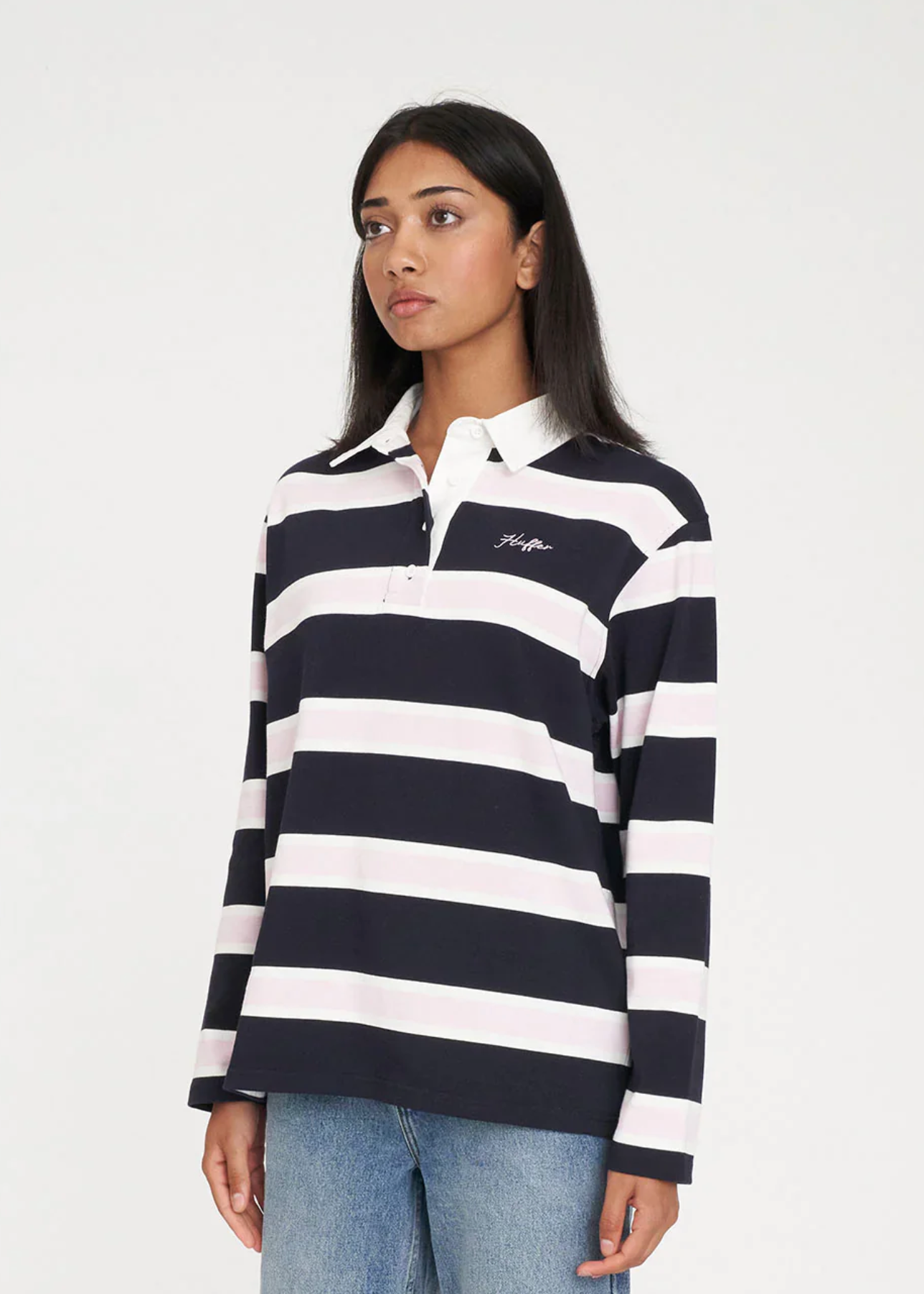 Brooklyn Oversized Rugby Jersey Navy/Petal | Abbey Road Kaikoura