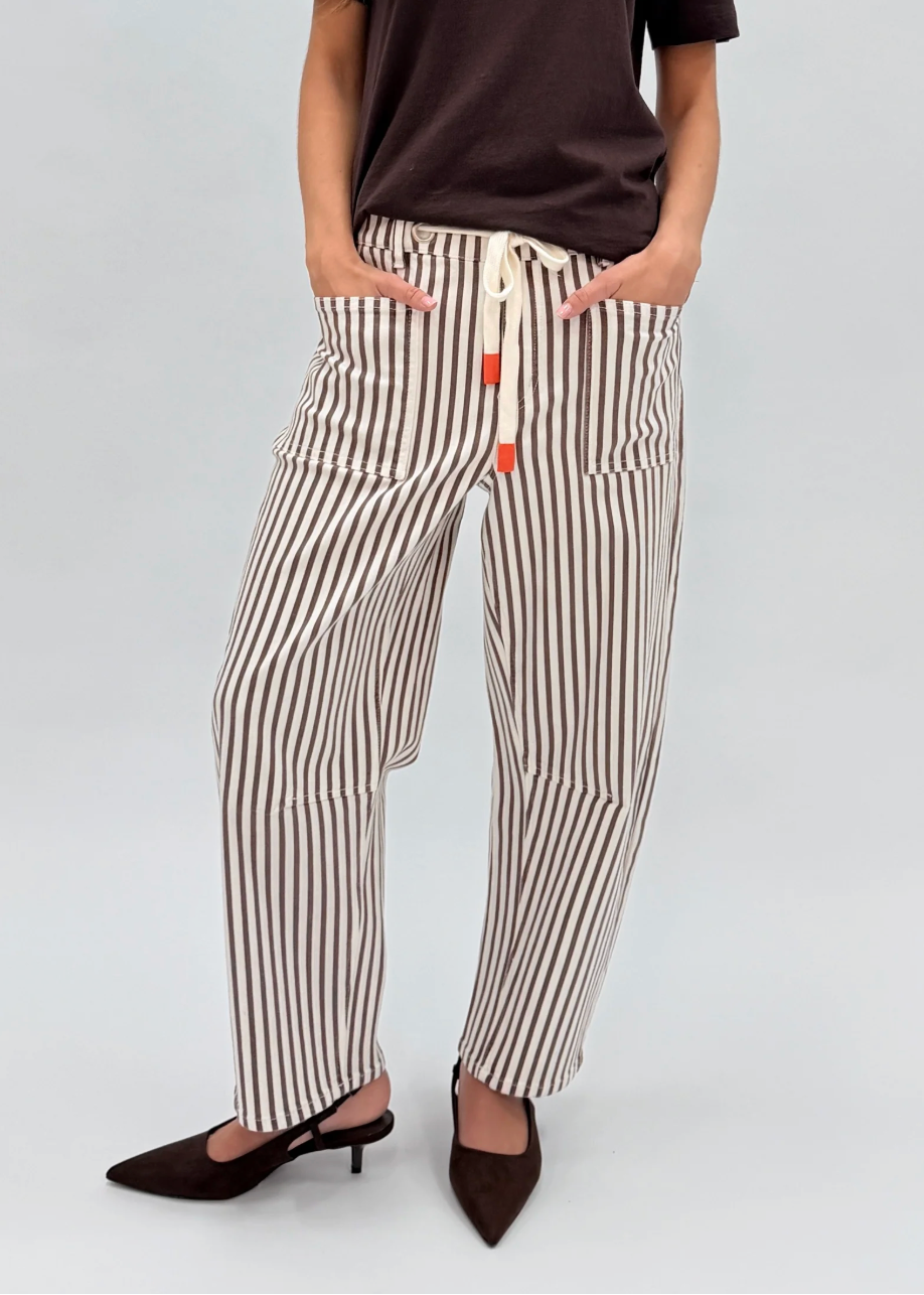 Carter Barrel Jean - Chocolate Stripe | Abbey Road Kaikoura