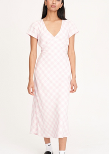 Celine Tie Back Midi Dress Pink /Chalk | Abbey Road Kaikoura 