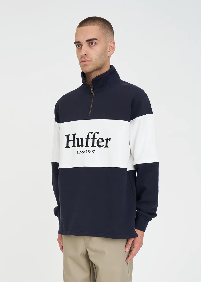 Classic 1/4 Zip Block Jersey Navy | Abbey Road Kaikoura