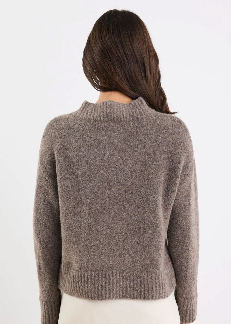 Cocoon Mocha Relaxed Knit Mock Neck Jumper | Abbey Road Kaikoura