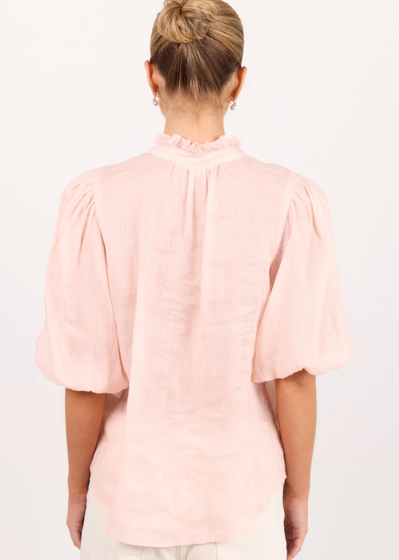 Continuance Blush Ramie High Neck Top  | Abbey Road Kaikoura