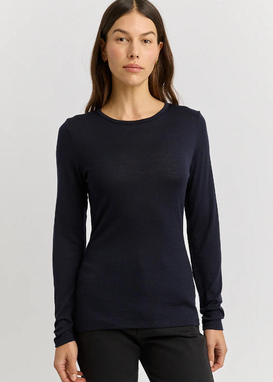 Crew Merino Tee French Navy | Abbey Road Kaikoura