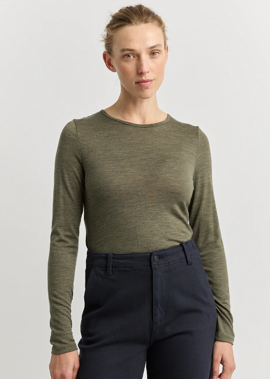 Crew Merino Tee Kale | Abbey Road Kaikoura