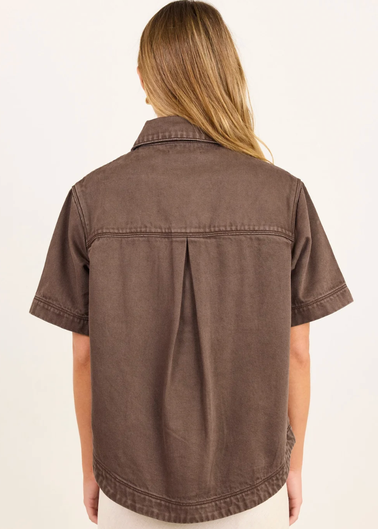 Crucial Denim Shacket Mocha | Abbey Road Kaikoura