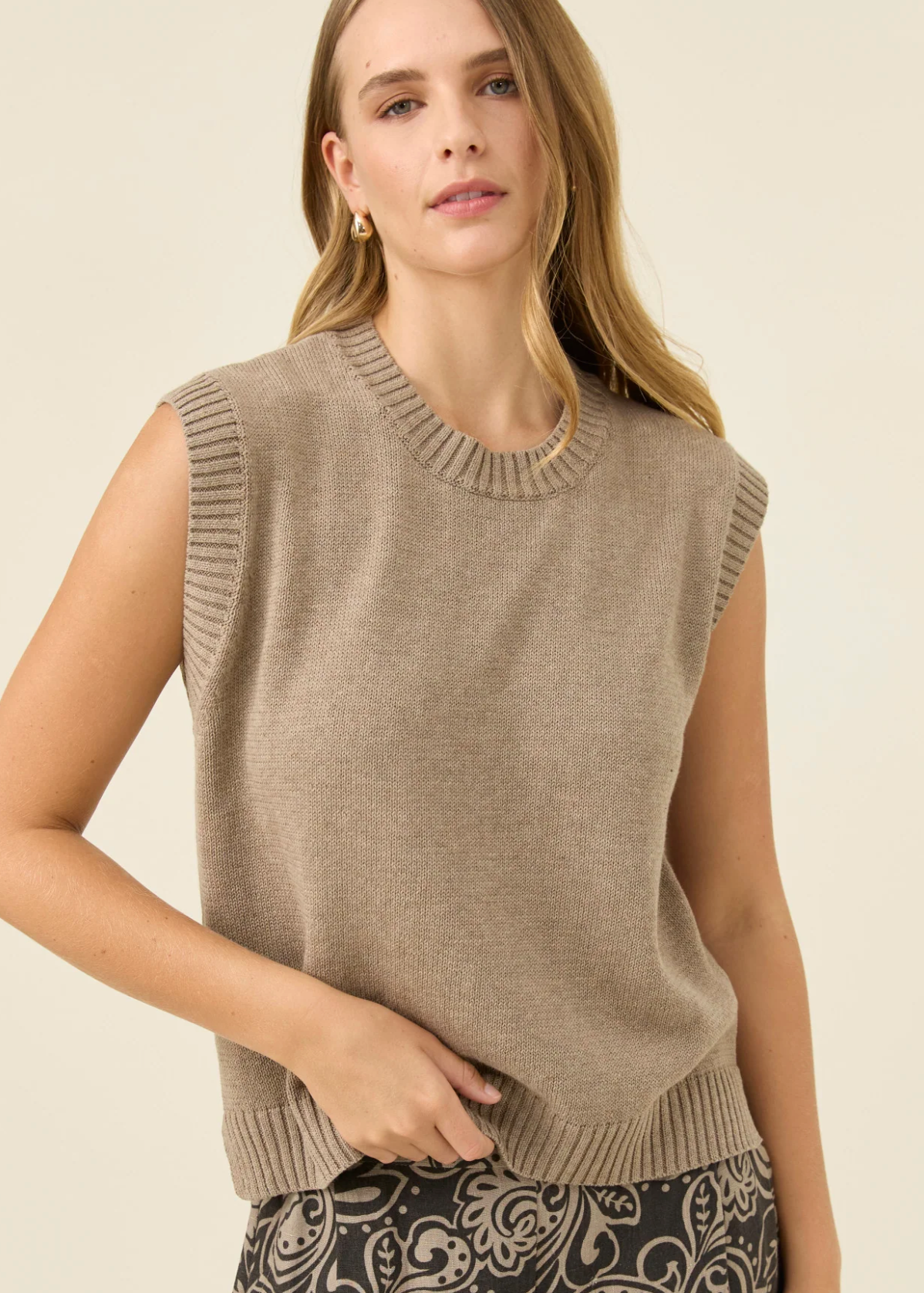 Darby Knit Vest - Stone | Abbey Road Kaikoura