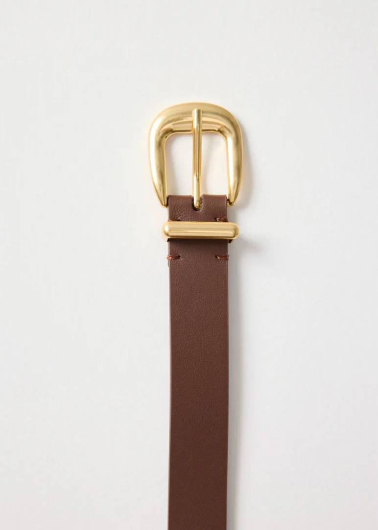 Dark Brown Gold Buckle Leather Belt  | Abbey Road Kaikoura