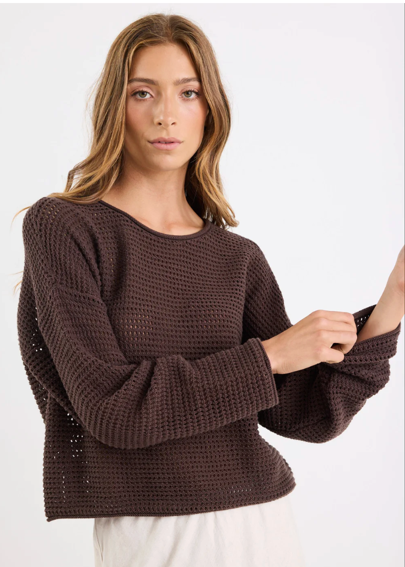 Dawn Chocolate Crochet Knit Jumper | Abbey Road Kaikoura