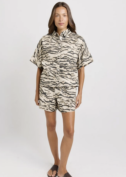 Dawn Denim Shirt - Animal Neutral | Abbey Road Kaikoura