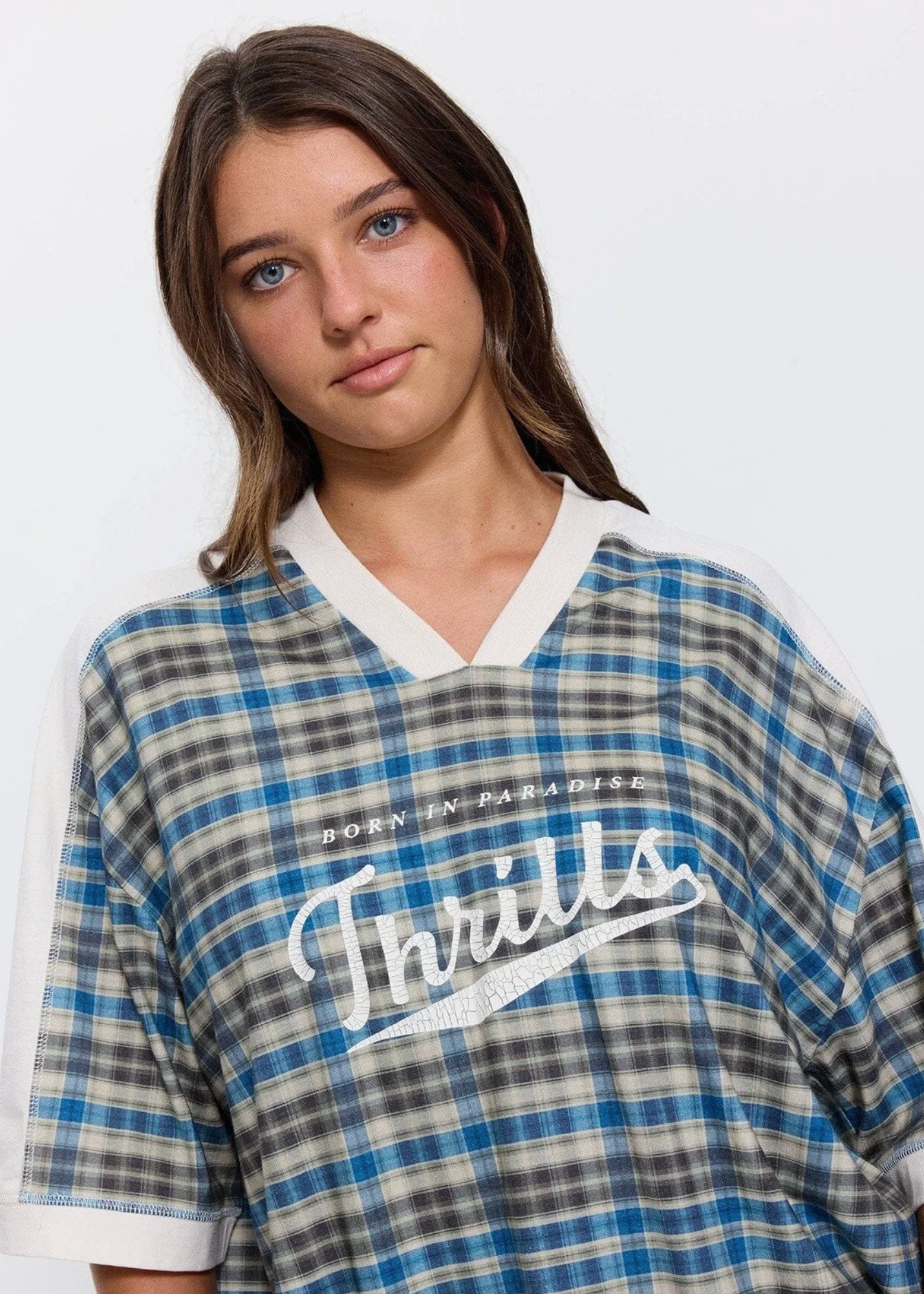 Desert Reverb V Neck Oversized Tee - Dusty Blue  | Abbey Road Kaikoura