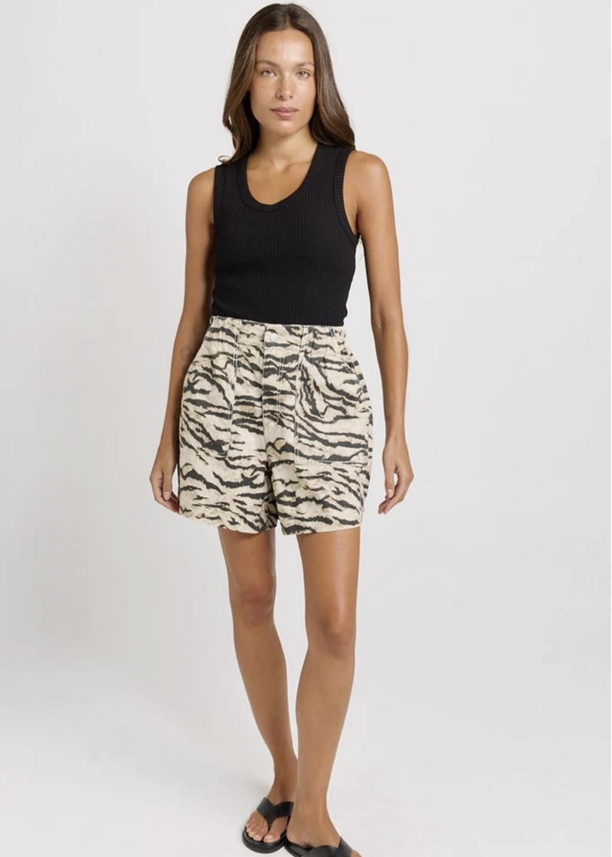 Drew Denim Short - Animal Neutral | Abbey Road Kaikoura