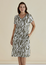 Load image into Gallery viewer, Elwood Dress / Olive Geometric Print | Abbey Road Kaikoura