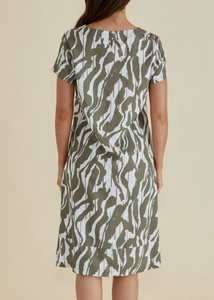 Elwood Dress / Olive Geometric Print_2 | Abbey Road Kaikoura