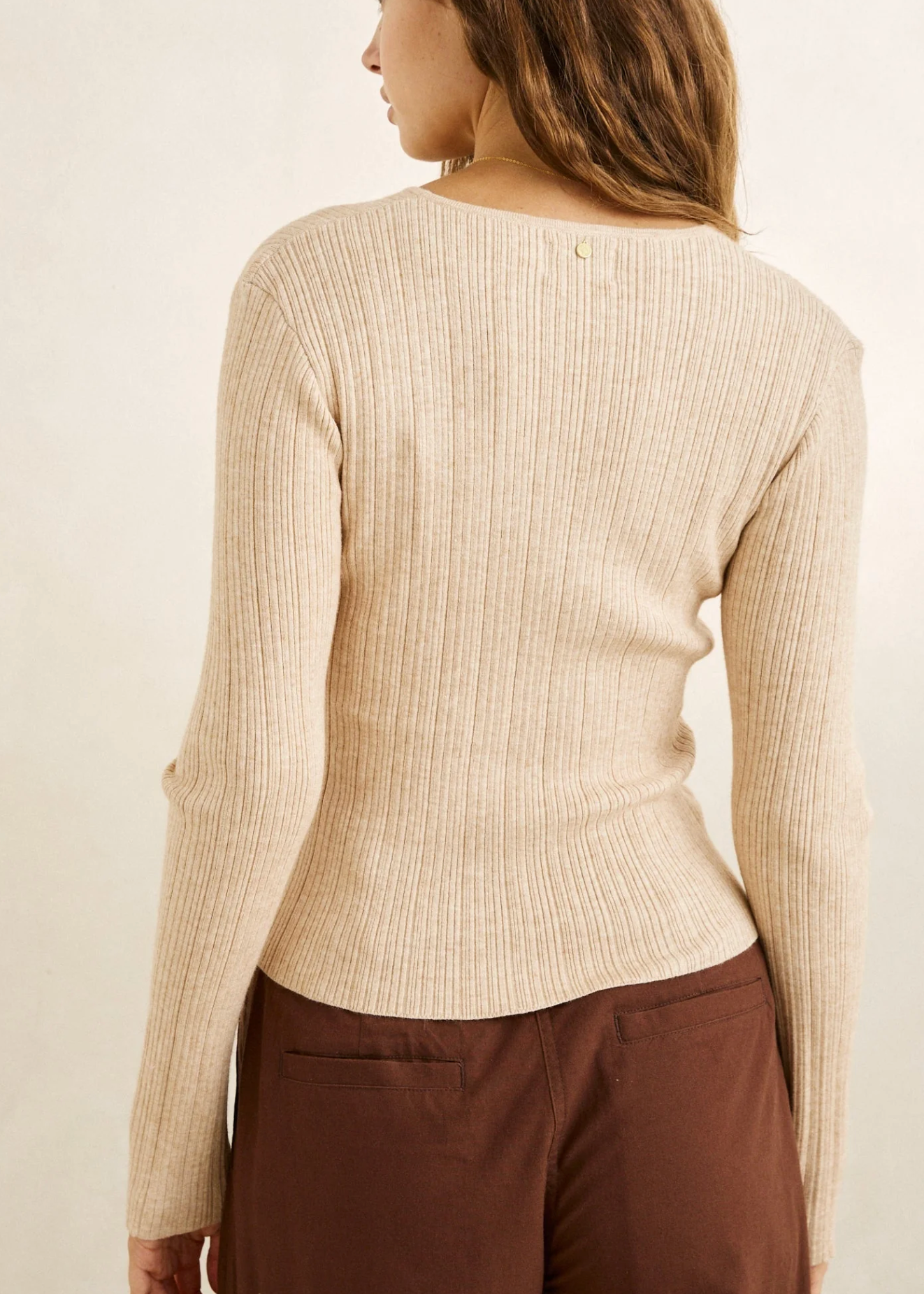 Essential Long Sleeve Knit Top Oat | Abbey Road Kaikoura