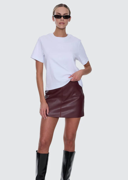 Ethan Leather Mini Skirt - New Maroon | Abbey Road Kaikoura