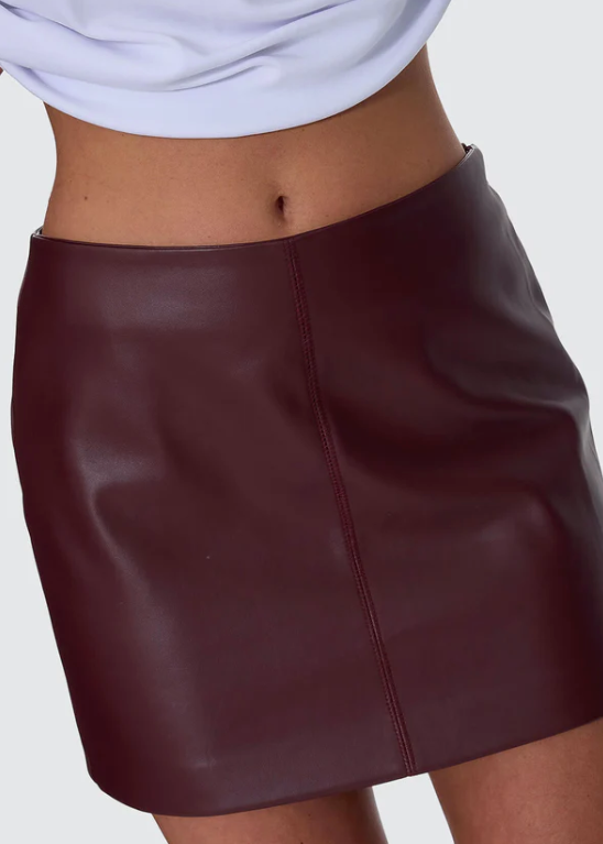 Ethan Leather Mini Skirt - New Maroon | Abbey Road Kaikoura