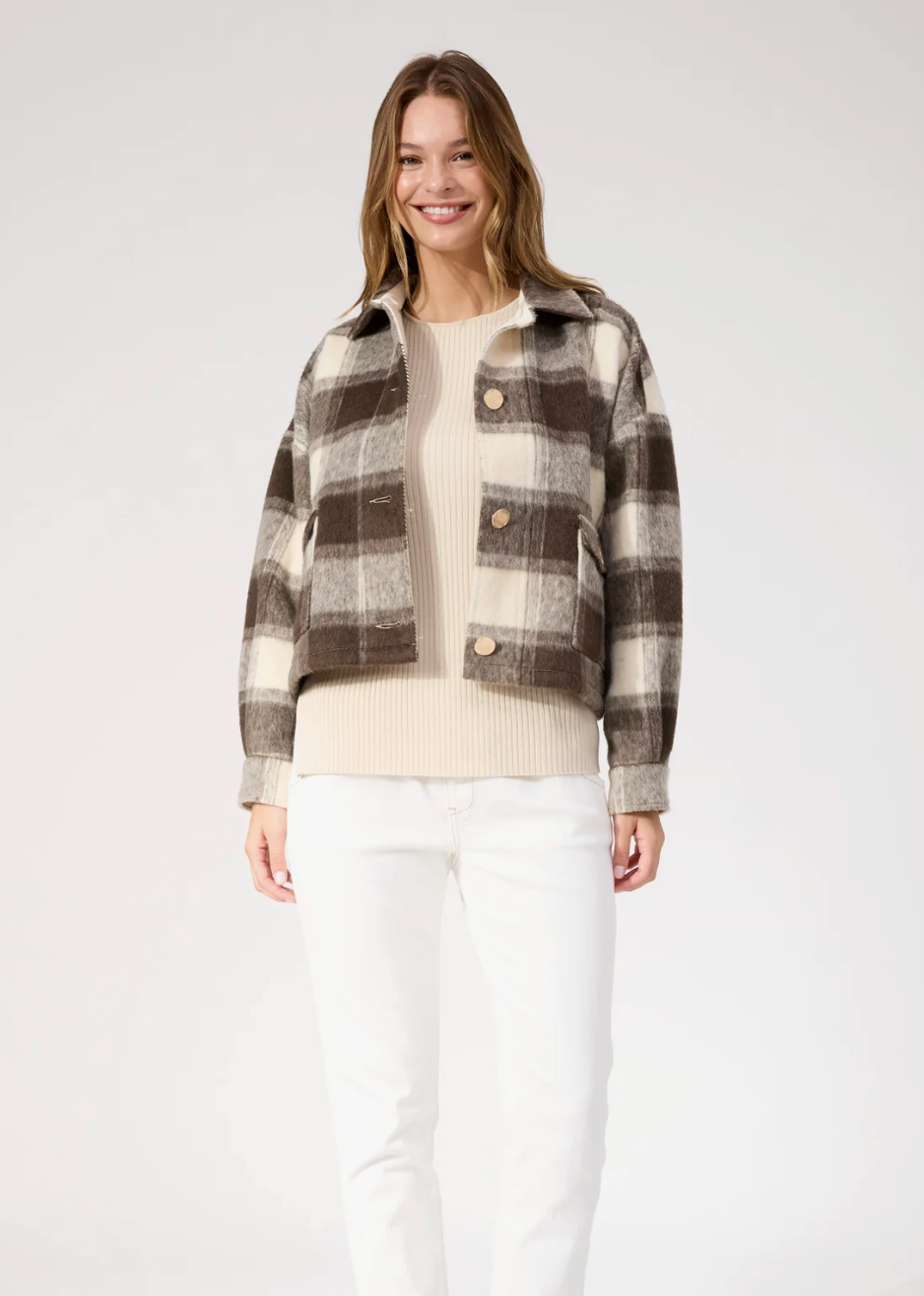 Fargo Cropped Jacket  - Brown  | Abbey Road Kaikoura