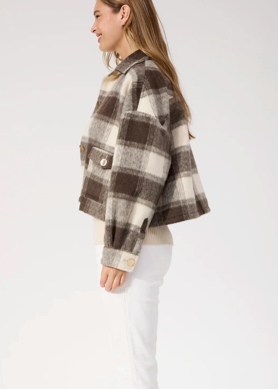 Fargo Cropped Jacket  - Brown  | Abbey Road Kaikoura