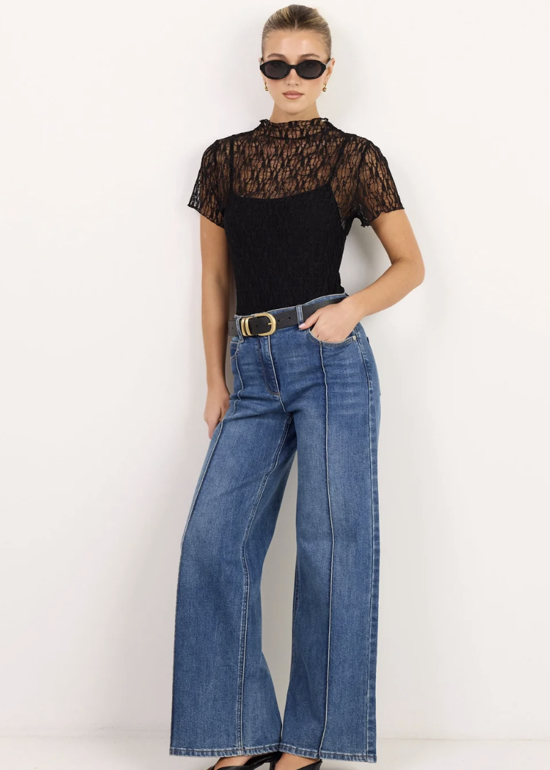Fervent Vintage Blue Stretch Flare Pintuck Jeans | Abbey Road Kaikoura