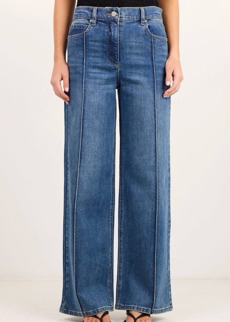 Fervent Vintage Blue Stretch Flare Pintuck Jeans | Abbey Road Kaikoura