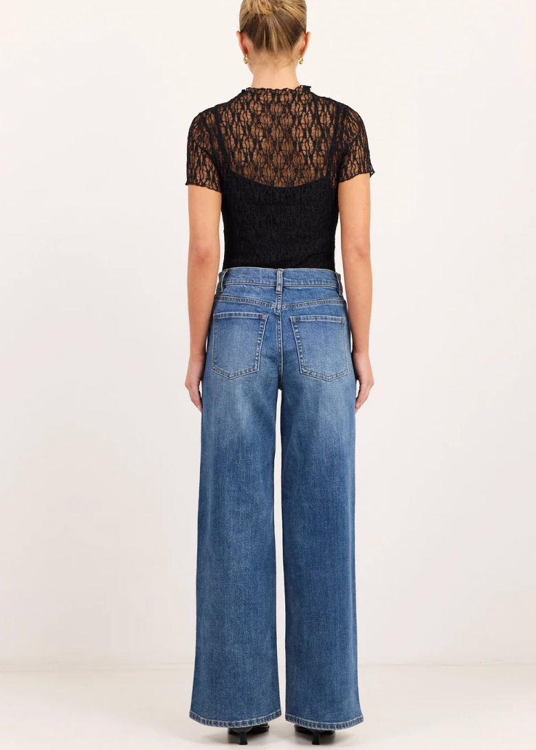 Fervent Vintage Blue Stretch Flare Pintuck Jeans | Abbey Road Kaikoura
