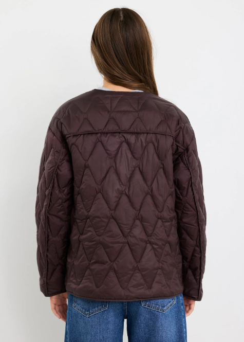 Frankly Chocolate Boxy Snap Front Puffer Jacket | Abbey Road Kaikoura