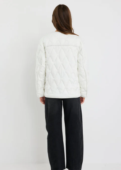 Frankly Ecru Boxy Snap Puffer Jacket | Abbey Road Kaikoura