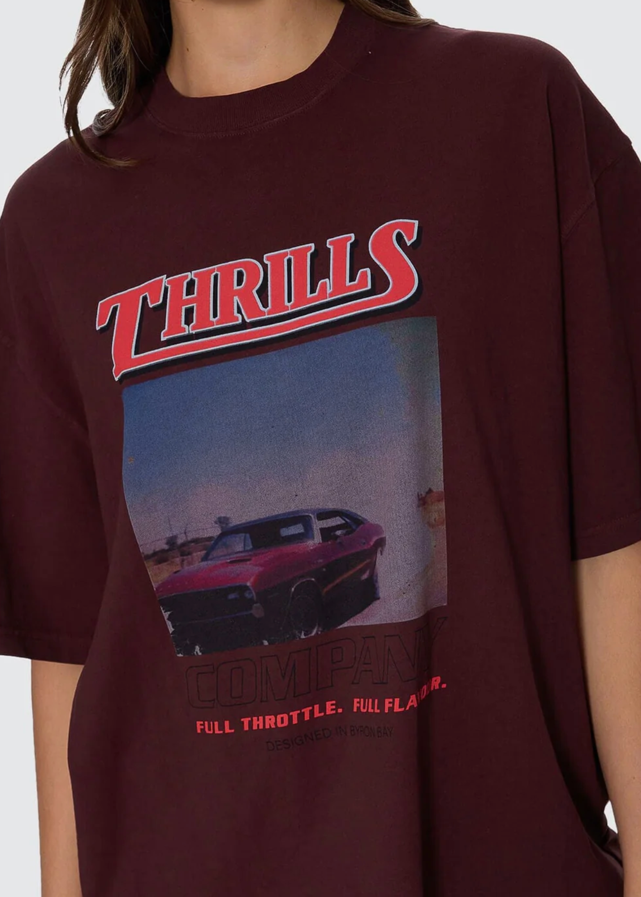 Full Throttle Oversized Tee - Bitter Chocolate | Abbey Road Kaikoura