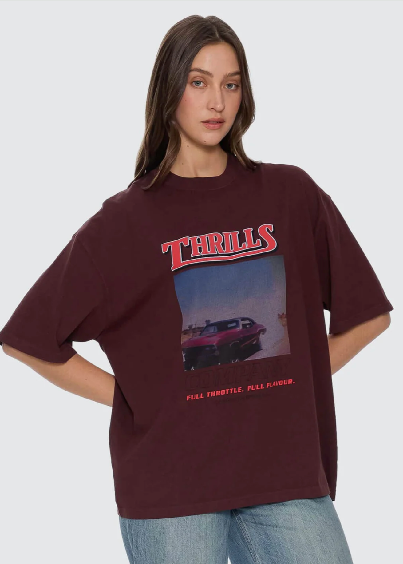 Full Throttle Oversized Tee - Bitter Chocolate | Abbey Road Kaikoura