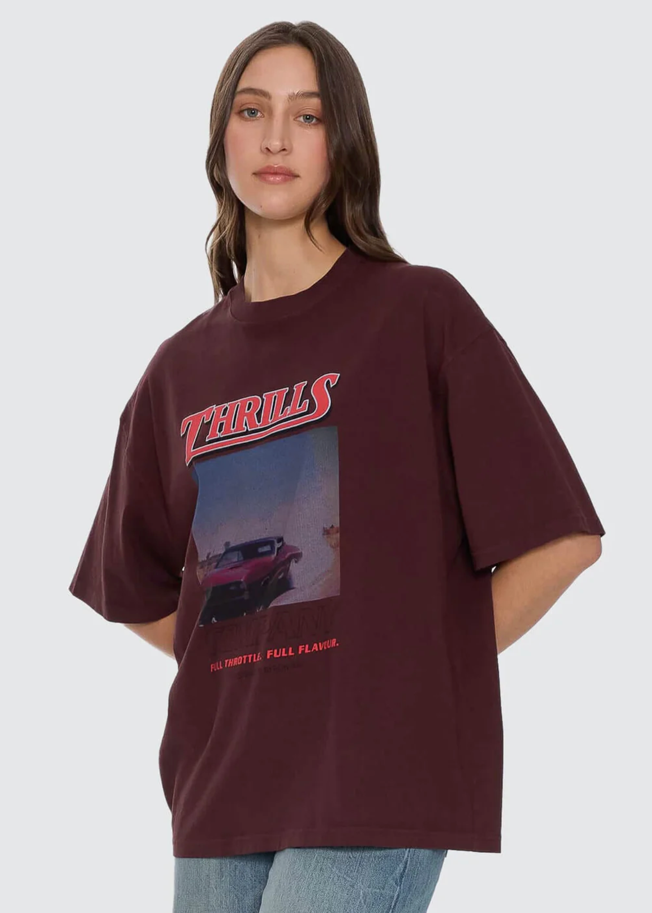 Full Throttle Oversized Tee - Bitter Chocolate | Abbey Road Kaikoura