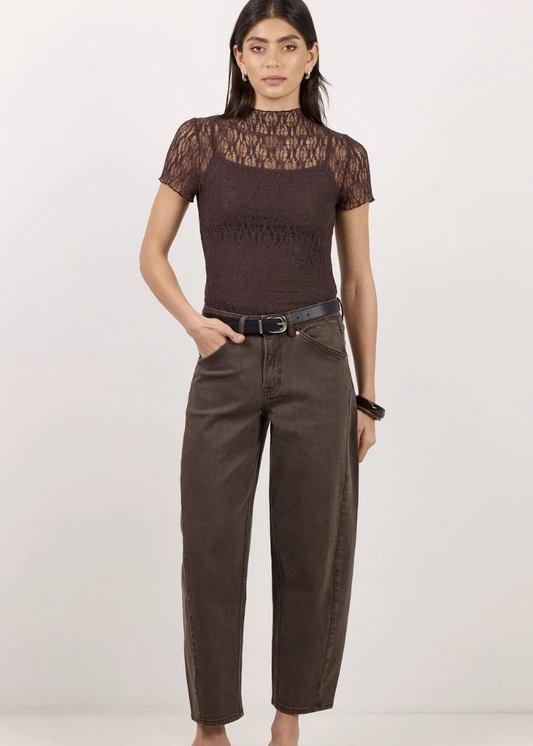 Idolise Mocha Stretch Soft Barrel Jean | Abbey Road Kaikoura