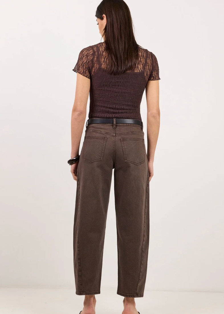 Idolise Mocha Stretch Soft Barrel Jean | Abbey Road Kaikoura