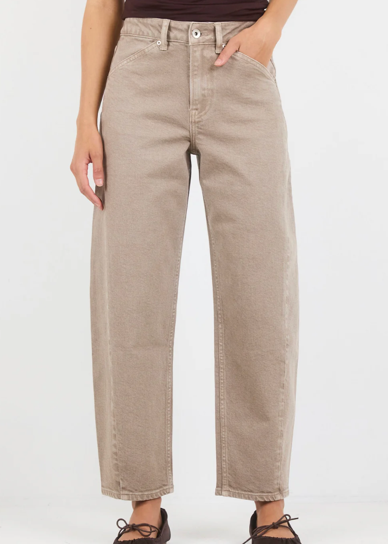 Idolise Taupe Stretch Soft Barrel Jean | Abbey Road Kaikoura