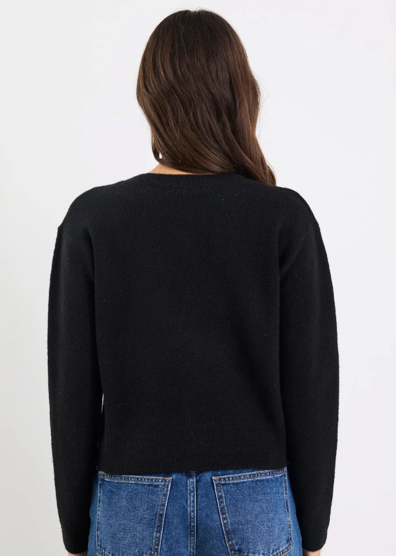 Imprint Black Soft Knit Crewneck Cardigan | Abbey Road Kaikoura