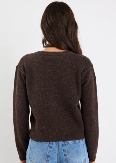 Imprint Chocolate Soft Knit Crewneck Cardigan  | Abbey Road Kaikoura