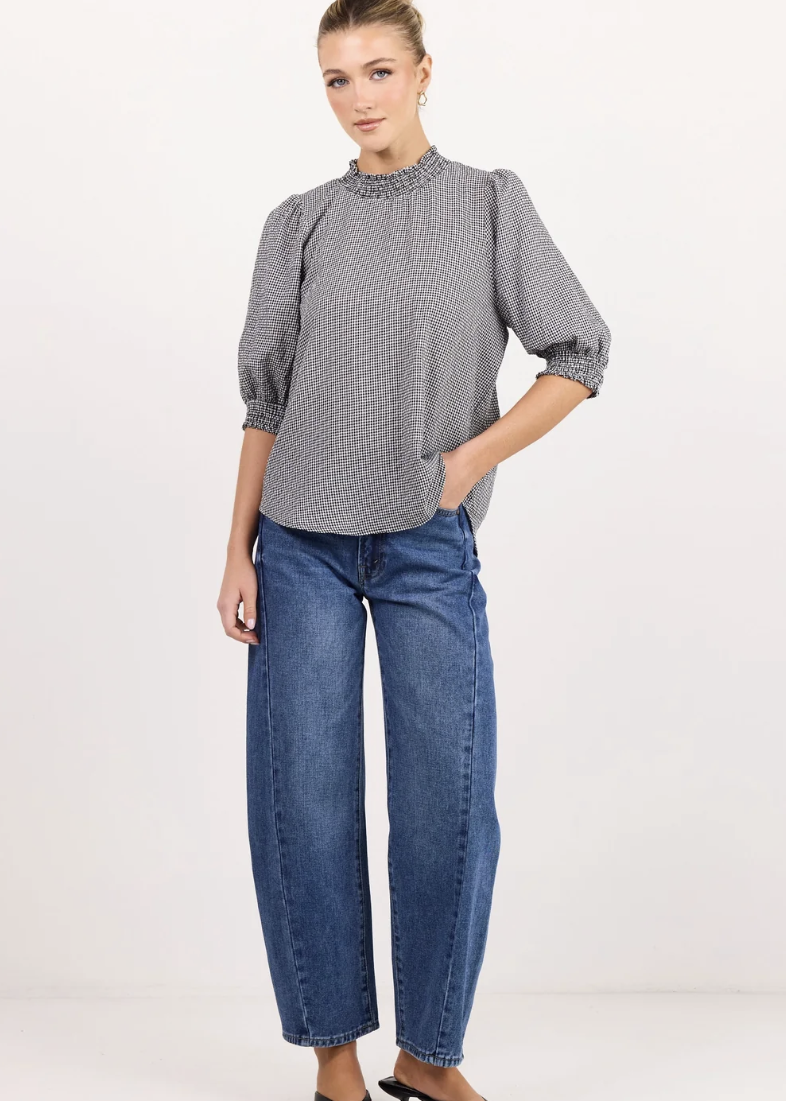 Influential Black White Gingham High Neck Top | Abbey Road Kaikoura