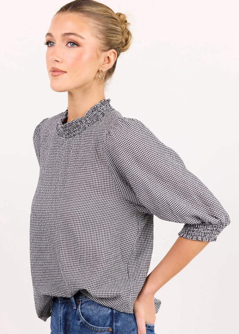 Influential Black White Gingham High Neck Top | Abbey Road Kaikoura