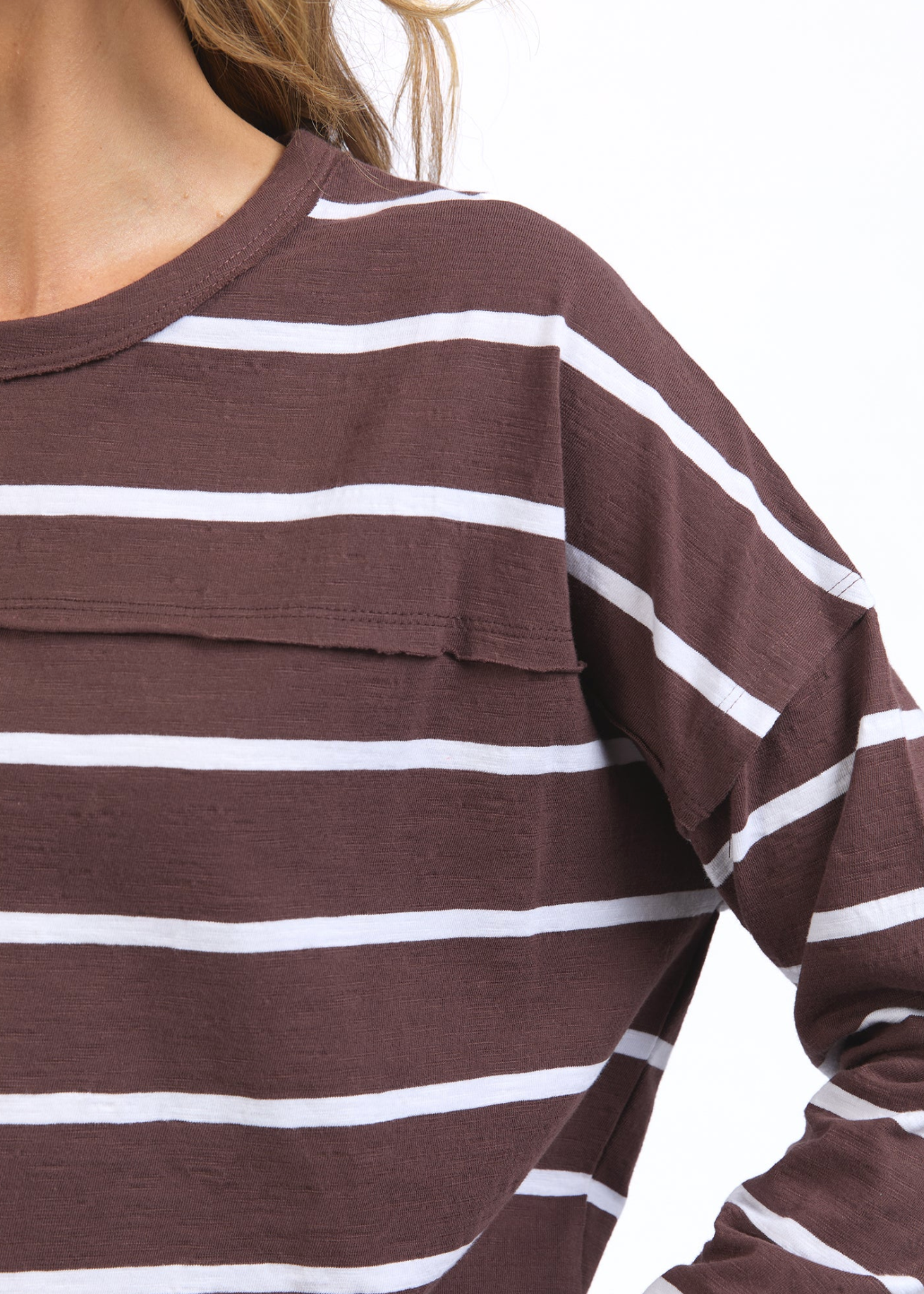 Jayne Stripe Throw On Top Chocolate | Abbey Road Kaikoura