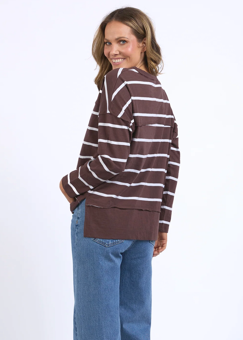 Jayne Stripe Throw On Top Chocolate | Abbey Road Kaikoura