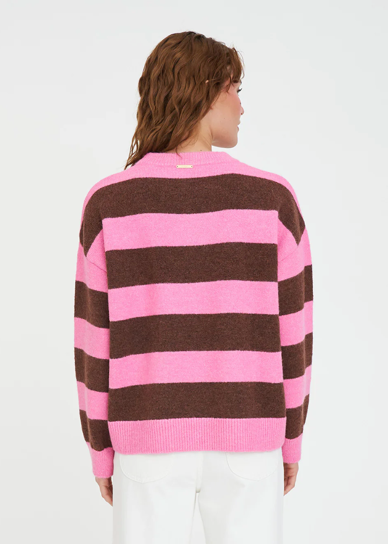 Kenzie Knit Crew Petal/Chestnut | Abbey Road Kaikoura