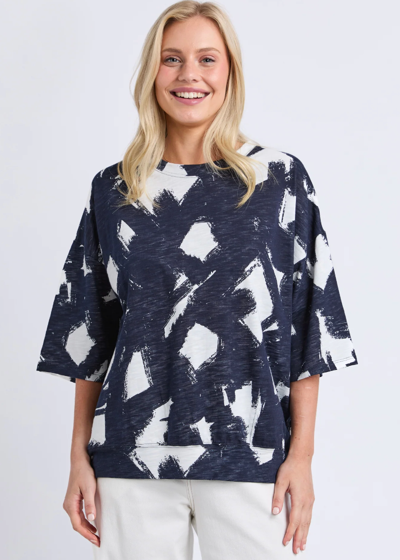 Klee Sweat - Navy Yardage Print | Abbey Road Kaikoura