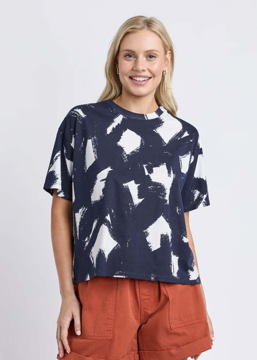 Klee Tee - Navy Yardage Print | Abbey Road Kaikoura