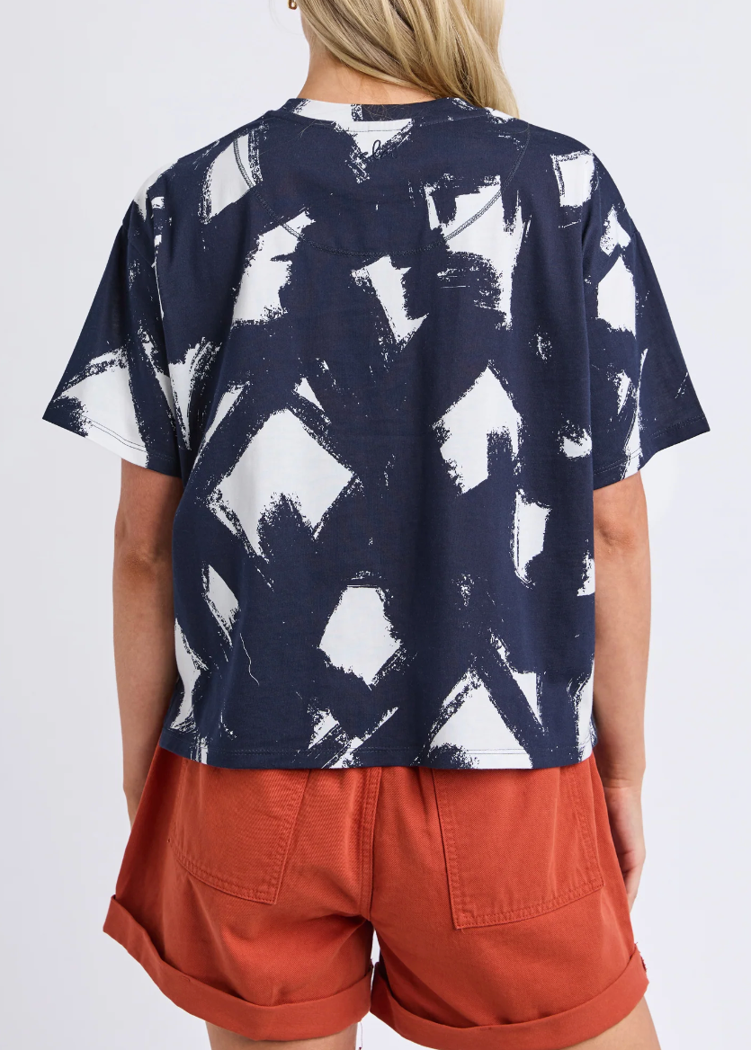 Klee Tee - Navy Yardage Print | Abbey Road Kaikoura