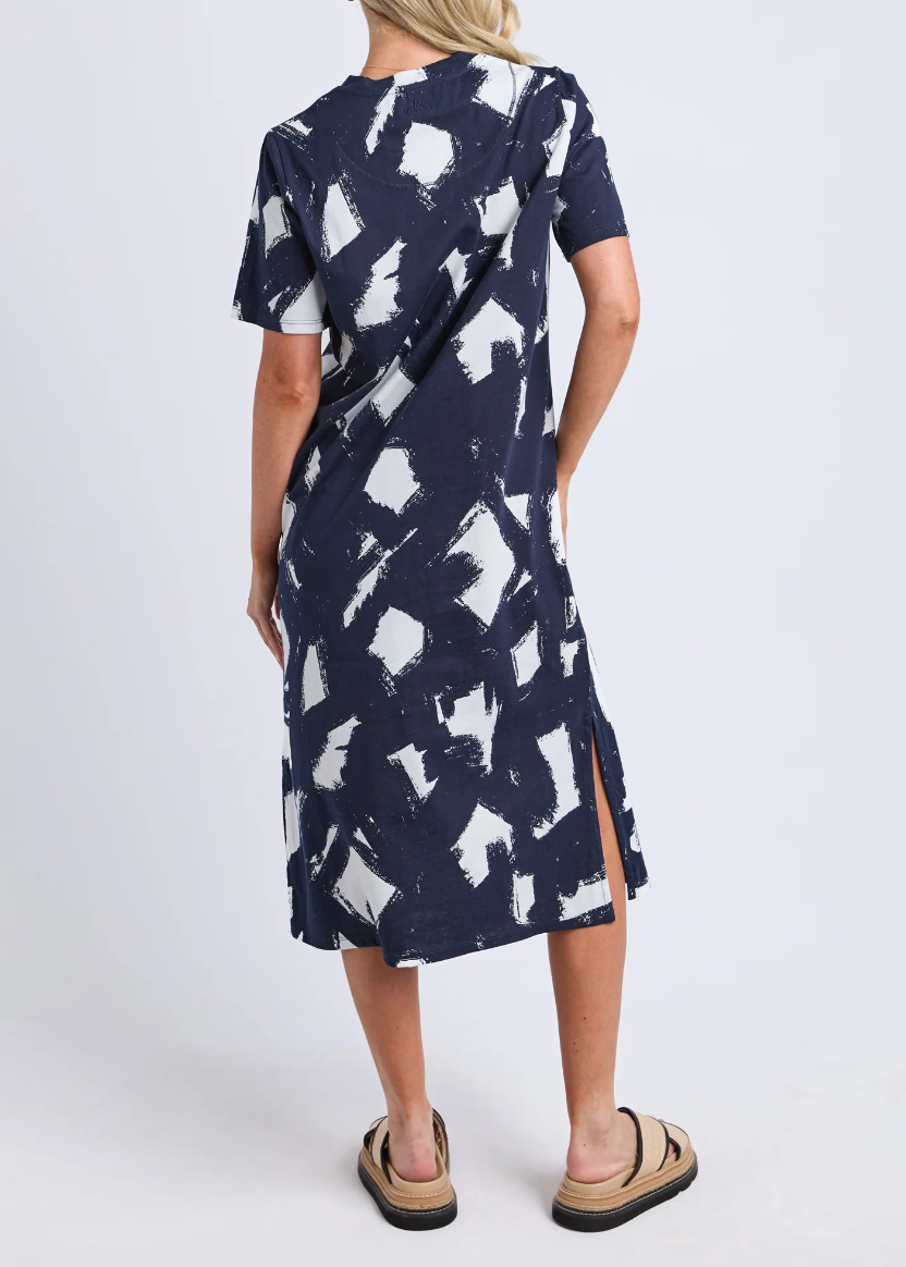Klee Tee Dress - Navy Yardage Print | Abbey Road Kaikoura
